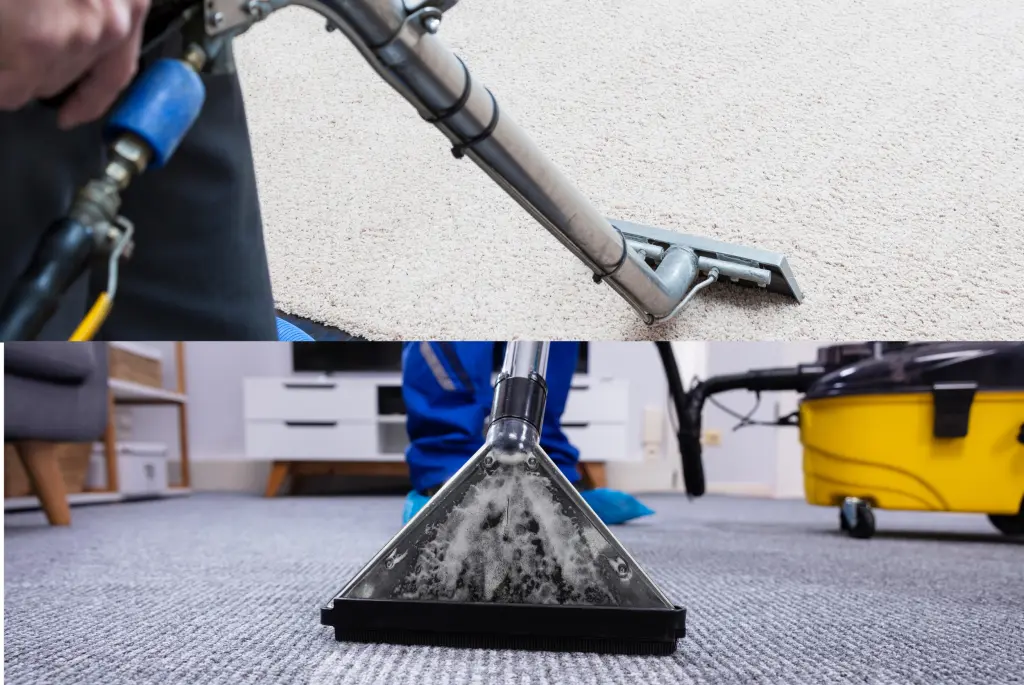 Freshly cleaned carpet after hot water extraction carpet cleaning in Calgary condo